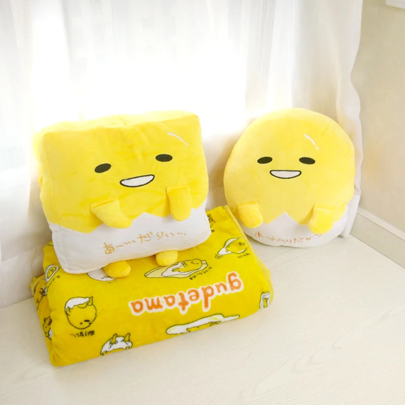 Cute Gudetama Plush Toy Lovely Stuffed Japanese Style Pillow Blanket Warm Hand Pillow Back Cushion Anime Plushies Xmas Gifts