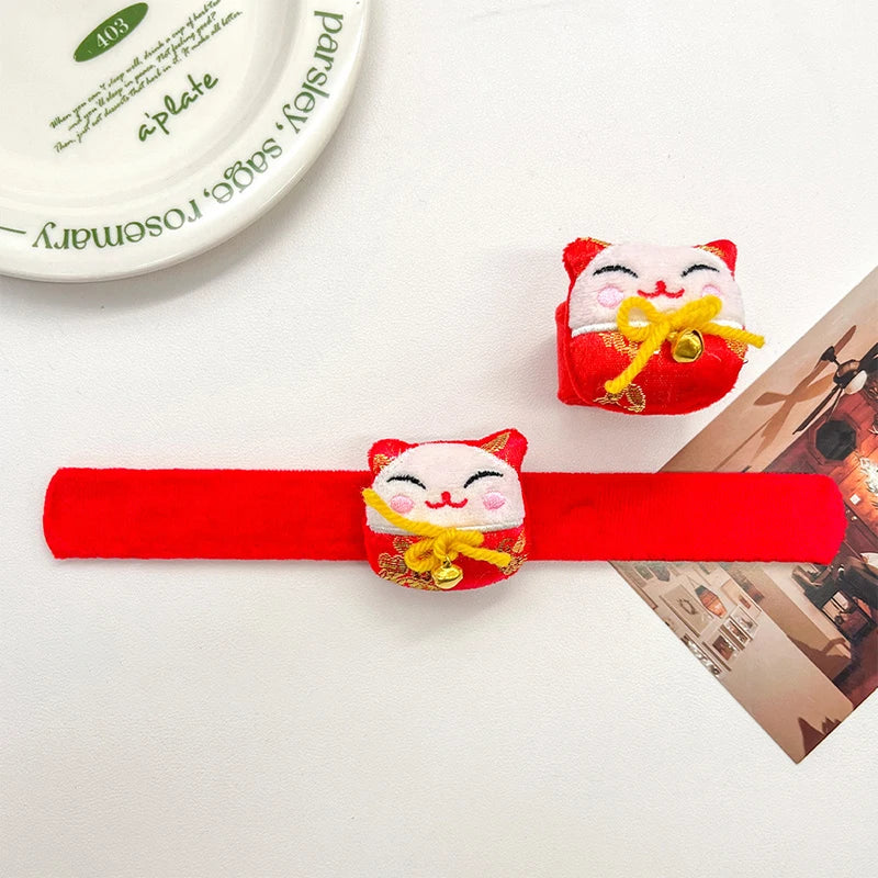 Chinese New Year Awakening Lion Plush Toys Wrist Clap Bracelet For Women Men Cute Cartoon Spring Festival Wristband Gifts