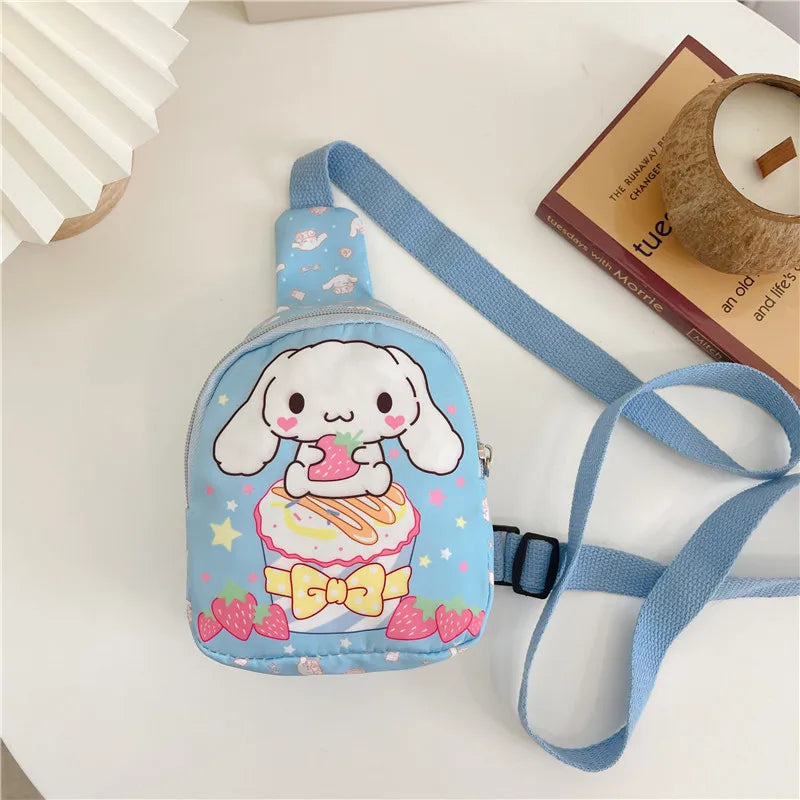 Sanrio Bag Cinnamoroll Bag Cartoon Shoulder Handbag Kuromi Kawaii Hello Kitty Chest Bags Kid Travel Backpack Crossbody Girl Gift