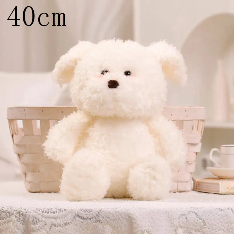 Kawaii Fluffy Hair West Highland Dog White Terrier Plushie Soft Puppy Plush Toy Stuffed Lifelike Animal Appease Doll Pillow