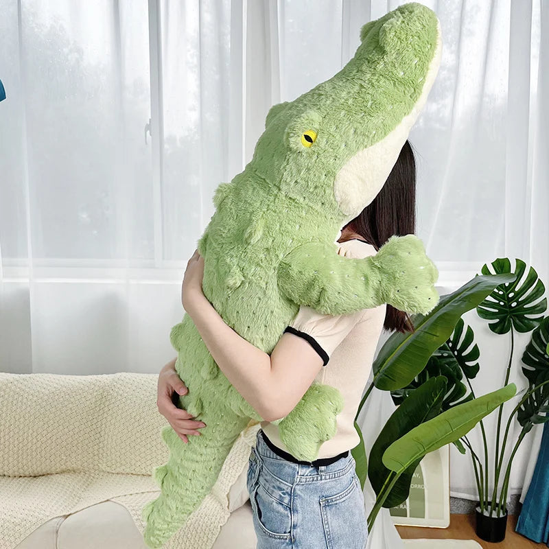 Fluffy Crocodile Plush Toy Soft Full Stuffed Animal Pillow Doll Jungle Green Giant Alligator Sofa Cushion Kids Birthday Gift