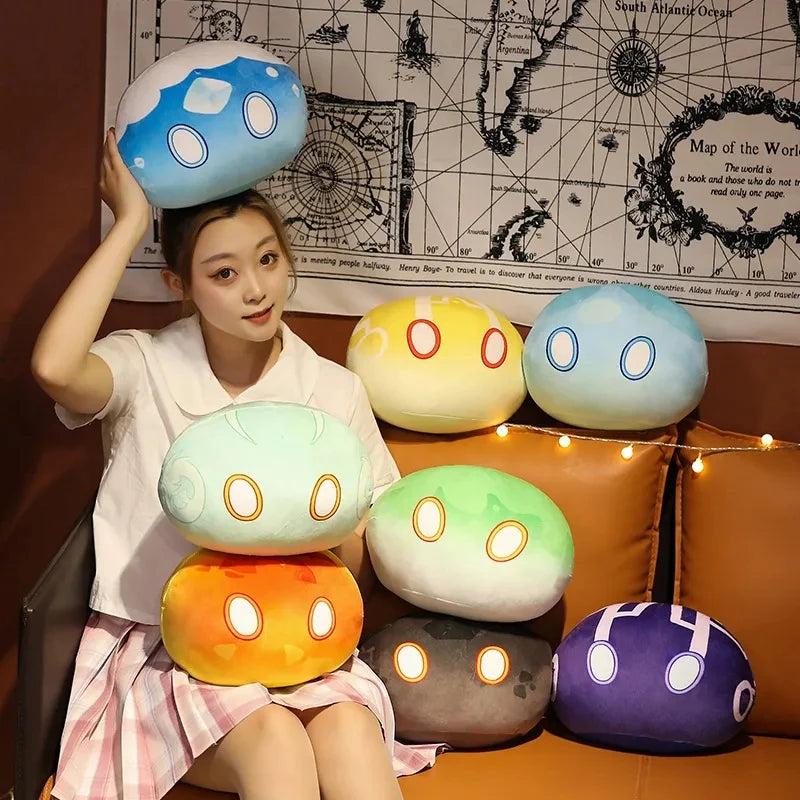 Super Cute Genshin Impact Slime Plush Toy Element Anemo Electro Pyro Cryo Hydro Geo Dendro Soft Pillow Holiday Gift for Kids