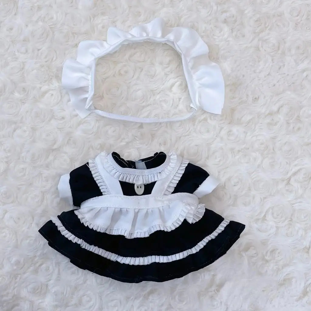 20cm Cute Mini Plush Doll'S Clothes Outfit Accessories Maid Skirt Cute Doll Dress Suit