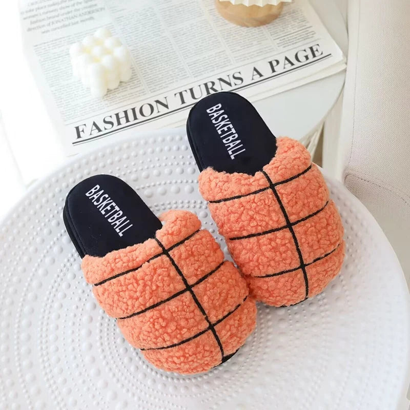 Funny Plush PE Balls Shoes Stuffed Fluffy Football&Basketball&Tennis Slipper Kids Adult Indoor Shoes Nice Present