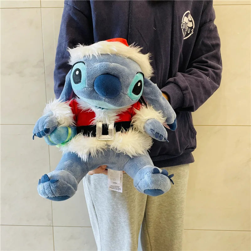 28cm Disney Stitch Cos Santa Claus Cartoon Kawaii Plush Doll Toys Soft Stuffed Throw Pillow Back Cushion Kids Christmas Gifts