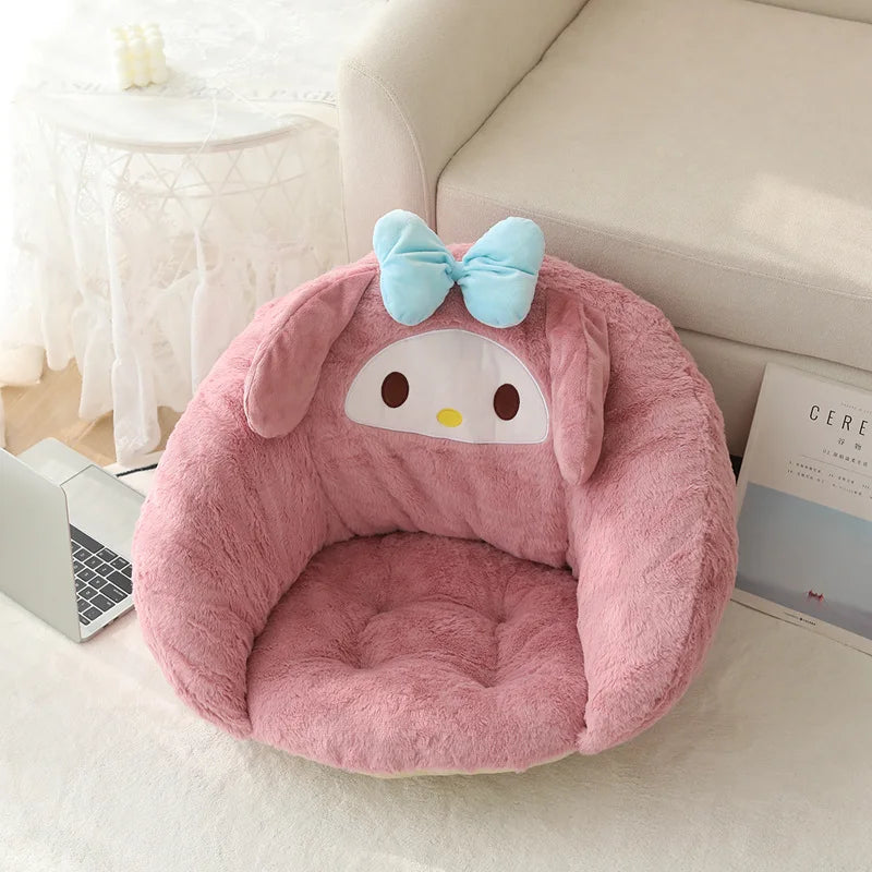 Cute Anime Sanrio My Melody Seat Cushion For Chair Pom Pom Purin Kuromi Back Cushion Comfortable Warm Butt Girly Sitting Cushion