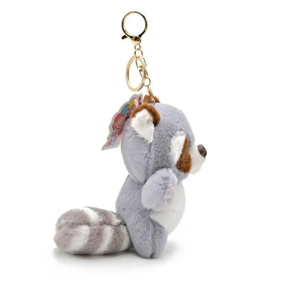 Keychain Pendant Bag Accessories Adorable Raccoon Keychain 3d Eyes Long Tail Plush Doll for Girls' Backpack Decoration Soft