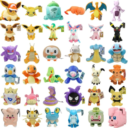 Pekomon Plush Toys Pikachu Leafeon Cubone Rowlet Stuffed Animal Lapras Charmander Squirtle Eevee Umbreon Peluche Doll Gifts Kids