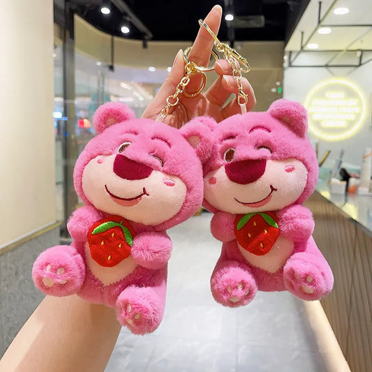 Strawberry Winking Bear Cute Doll Lotso Bear Pendant Plush Toy Wholesale Cartoon Keychain Lovely Lotso Bag Decoration