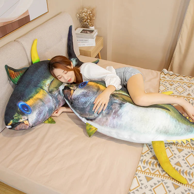 Big Size Simulation Tuna Fish Plush Toy Stuffed Soft Animal Fish Plushies Pillow Cute Sofa Cushion Kids Gift Creative Home Decor