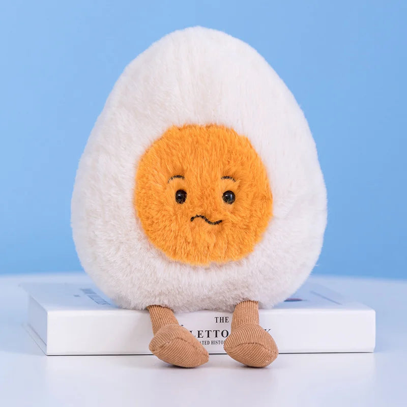 Furry Kawaii Soft Boiled Egg Plush Cuddly Plushies Doll Stuffed Food Long Plush Different Emotions Toys Home Decor Kids Gift