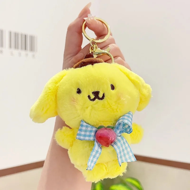 Sanrio Plush Doll Hello Kitty Car Keychain Cinnamoroll Children's School Bag Pendant Anime Peripheral Holiday Gift 2D Collection