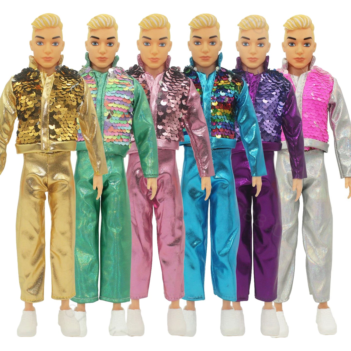 Ken Doll Clothes Gold Sequin Leather Jacket Daily Suit Casual Wear Boyfriend Ken Clothes 1/6 Doll Cloth 30cm Doll Accessories