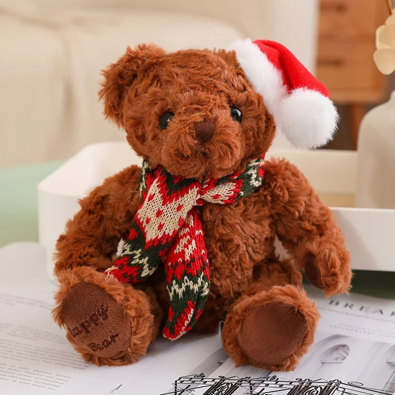 1pc 20cm Christmas Teddy Bear Dressing Up Soft Stuffed Animals Bear Plush Toys Doll For Kids Girlfriends Birthday Elegant Gift