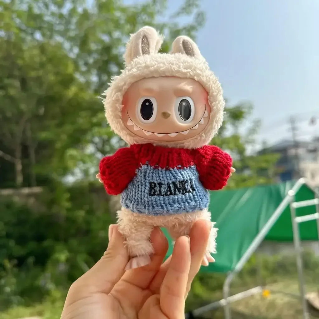 17cm Mini Plush Doll'S Clothes Outfit Accessories For Labubu Idol V1 V2 Christmas Cookie Man Sweater Hat Clothing New Year Gift