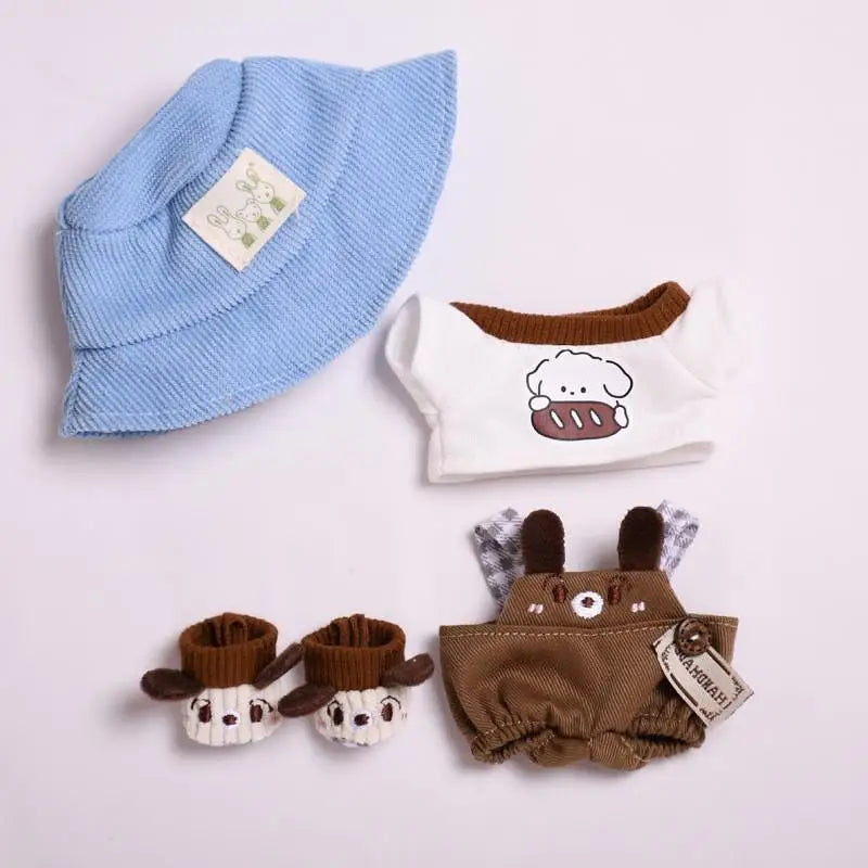 17cm Cute Mini Plush Doll'S Clothes Outfit Accessories For Korea Kpop Exo Labubu Idol Dolls Dog Overalls Set Clothing Kid Gift