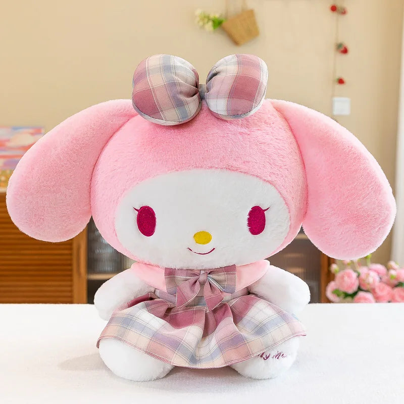 Sanrio Kuromi Melody JK Plaid Skirt  Stuffed Toys Plushier Soft Throw Pillow Plush Dolls Birthday Gift Valentines Gift