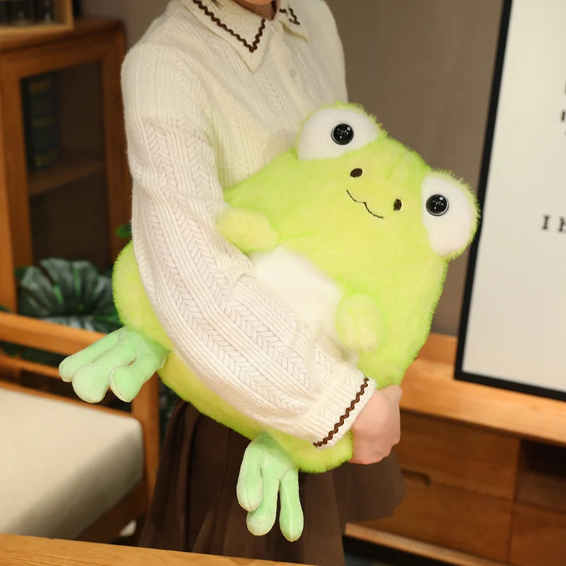 Funny Green Frog Plush Toy Soft Plushie Stuffed Frog Figure Dolls Cute Cartoon Animal Doll For Children Birthday Gift Room Decor