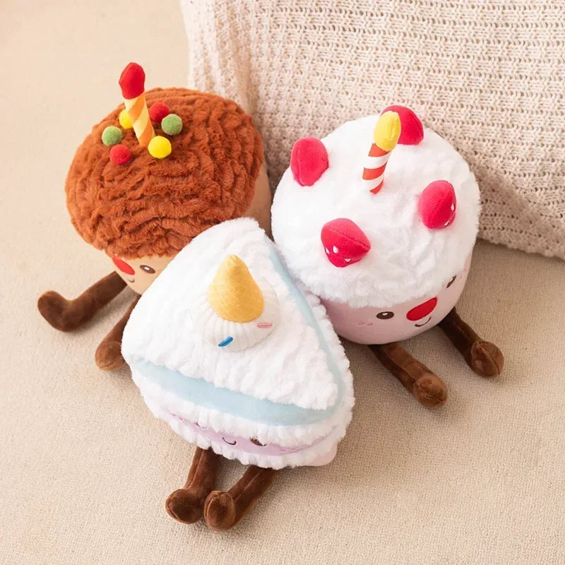 High Quality Strawberry Cake Plush Toy Stuffed Ice Cream Cupcake Plushie Doll Wedding Cake Decor Party Present for Couples