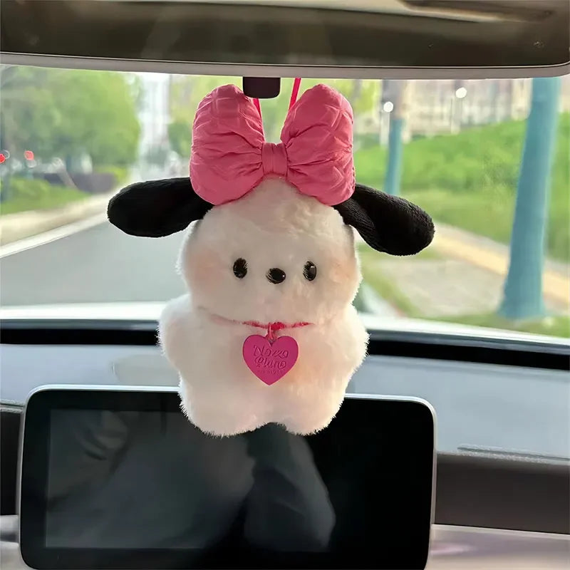 Plush Pochacco doll Anime cartoon Bag Pendant Car Keychain Accessories Kawaii Sanrio Keychain Bow Blush Pochacco Toy Gift for ch