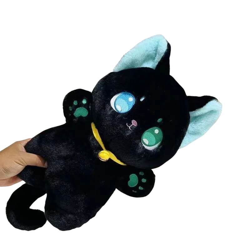 25cm Black and White Cat Plush Toy Grab Stuffed Animal Patung Dolls Children Toys Gifts Halloween Gifts Toys for Kids Girl