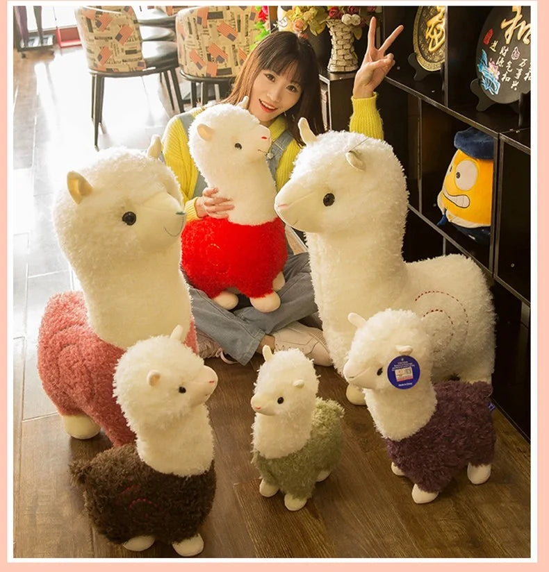 Kawaii Alpaca Stuffed Animal Plush Toy Gift Soft Pillow for Kids Girl Birthday Anniversary Student Home Decor