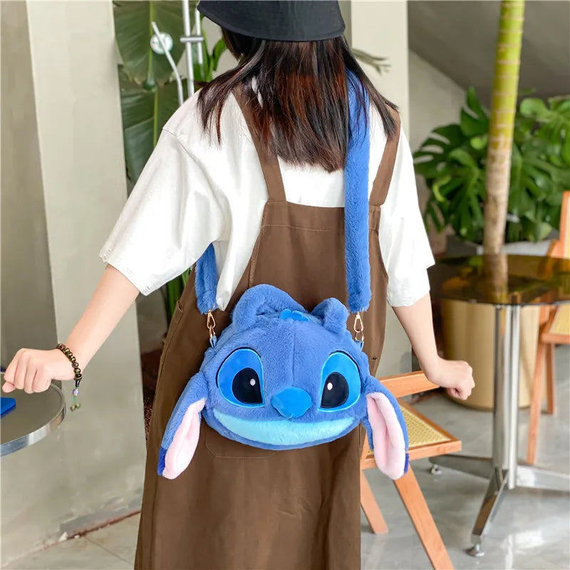 Disney New Lilo & Stitch  Toys Kawaii Plush Messenger Bag Girl Handbag Anime Stuffed Toys Children Cartoon Plushie Soft Bag