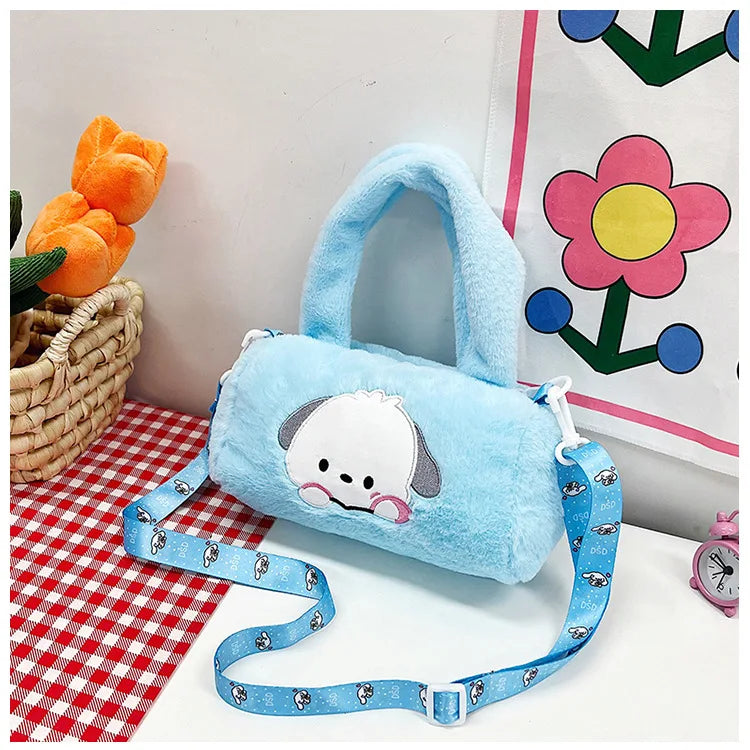 Kawaii Sanrio Plush Bag Kuromi Cinnamoroll Shoulder Ba Anime Plushies Handbag My Melody Messenger Backpack Phone Storage Gifts