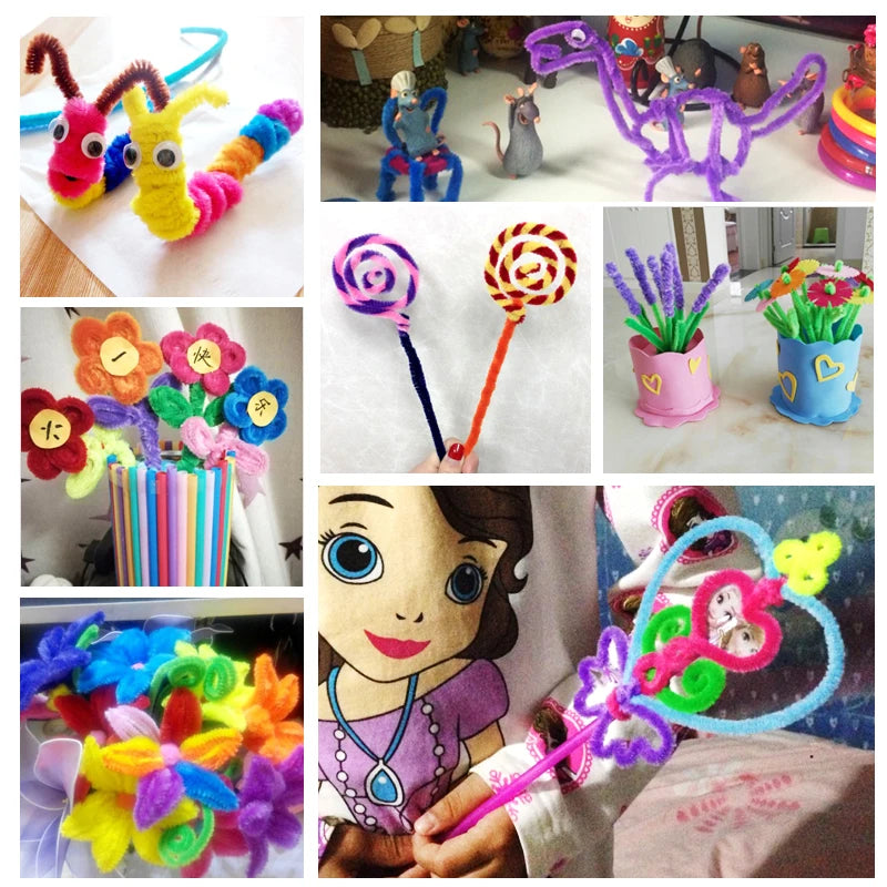 50/100pcs 30cm Chenille Stems Pipe Cleaners Kids Plush Educational Toy Colorful Pipe Cleaner Toys Handmade DIY Craft Supplies