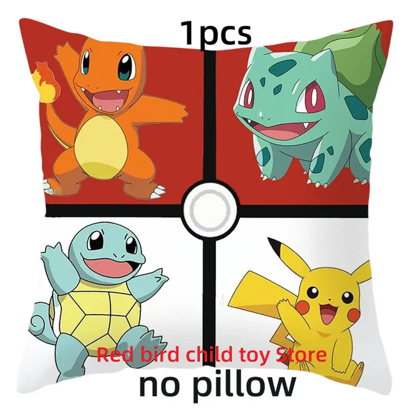 45X45CM Pokémon Pikachu Eevee Anime Short Plush Cute Cartoon Pillowcase Home Sofa Office Cushion Pillow Cushion Cover Wholesale