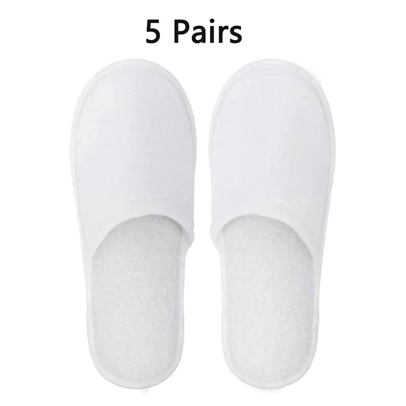 5/10 Pairs Spa Slippers of Brushed Plush Closed-toe Disposable Slippers for Men and Women Suitable for Families Guest Hotel Tra