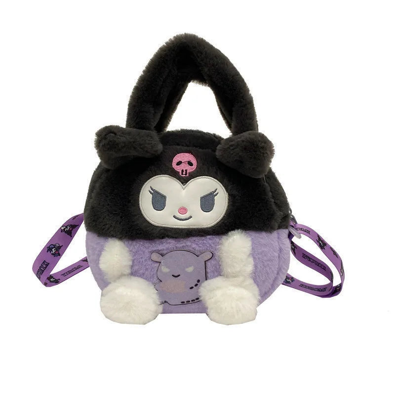 Kawaii Sanrio Plush Bag Kuromi Backpack Anime Melody Cinnamoroll Plushie Handbags Pochacco Cartoon Stuffed Bag for Girls Gifts