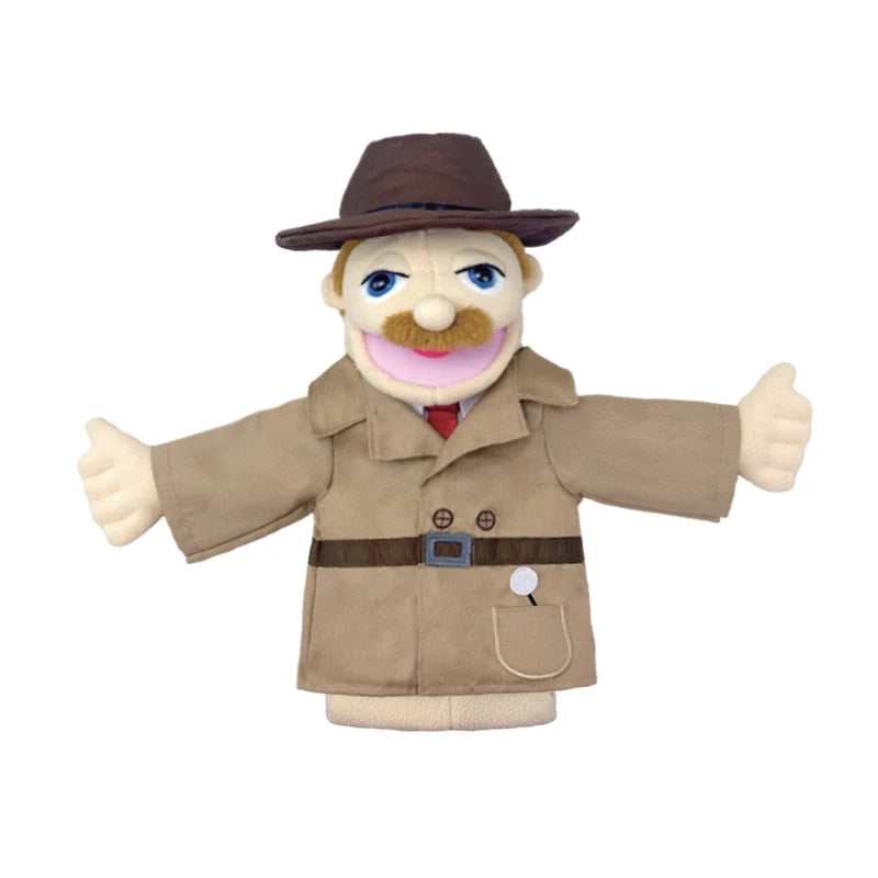 Simulation Cartoon Profession Series Big Hand Puppet Plush Doctor Police Officer Nurse Teacher Job Puppet Ventriloquism Doll