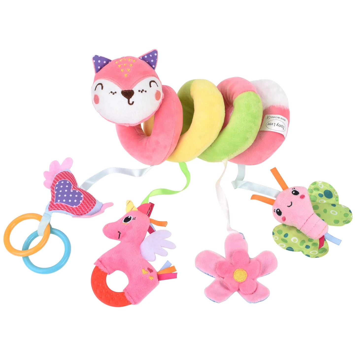 Baby Spiral Plush Hanging Toys Cute Fox Car Seat Toys Hanging Rattle Sensory Musical Toy For Infant Gift