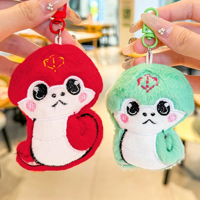 Chinese Style Cute Zodiac Snake Plush Keychain Cartoon Snake Pendant Keychain Bag Decoration Fashion Creative Snake Brooch