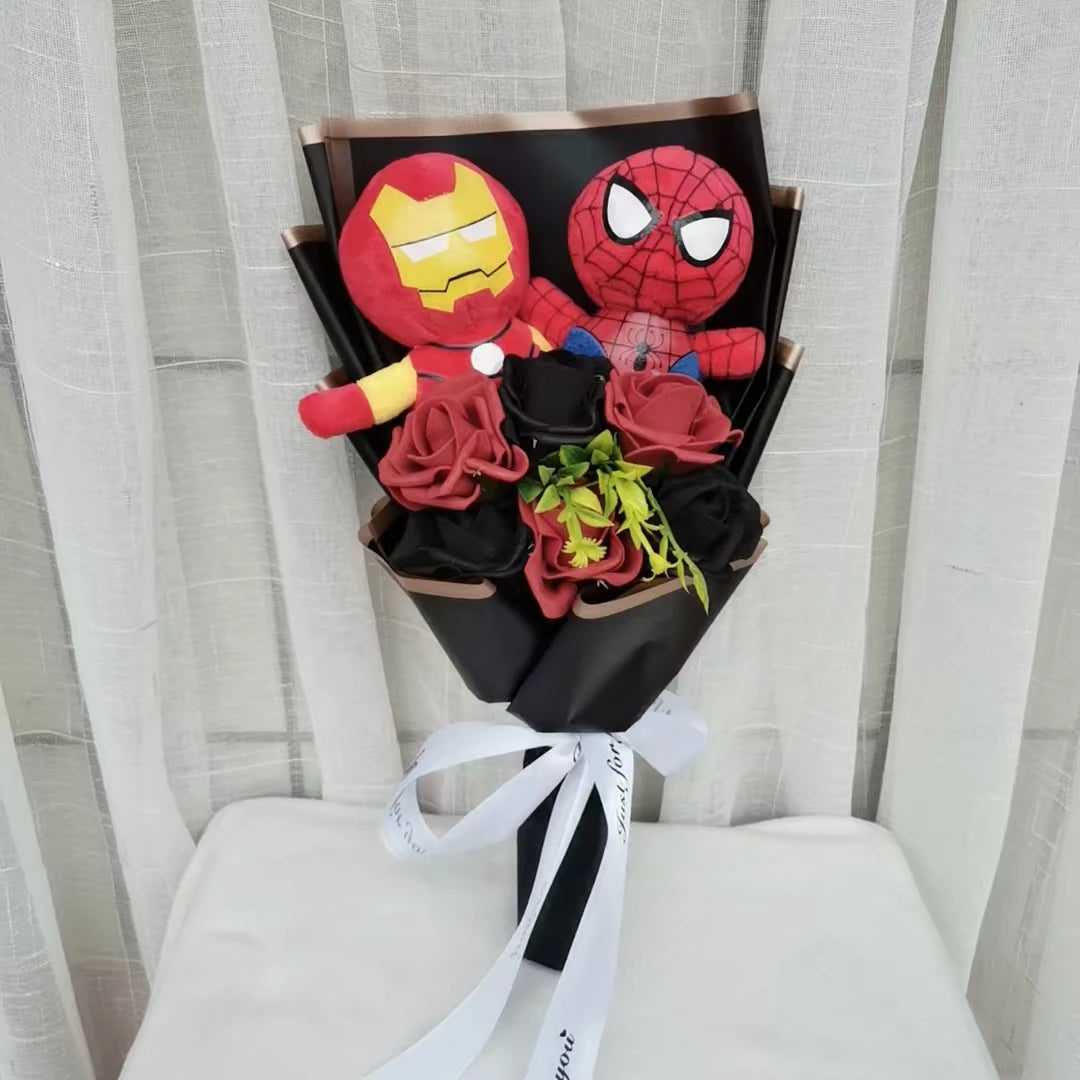 Man Spidermaned Plush Bouquet Movie Dolls Marvel Avengers Stuffed Hero Captain America Iron Christmas Valentine's Day Gifts