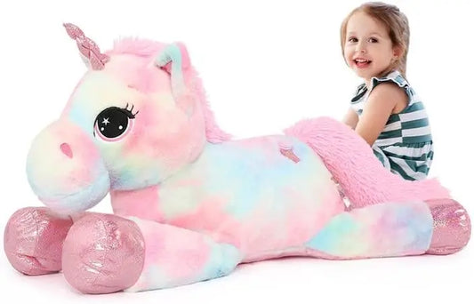 Tezituor 43in Giant Unicorn Plush Toys,Big Rainbow Pink Unicorn Stuffed Animals for Children,Great Unicorns Gifts for Girls