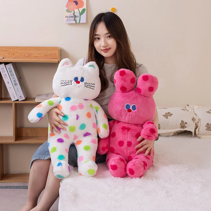 35/60CM Funny Wave Point Cat Plush Toys Soft Long Dog Rabbit Pillow Kawaii Animal Accompany Toys For Birthday Xmas Gifts