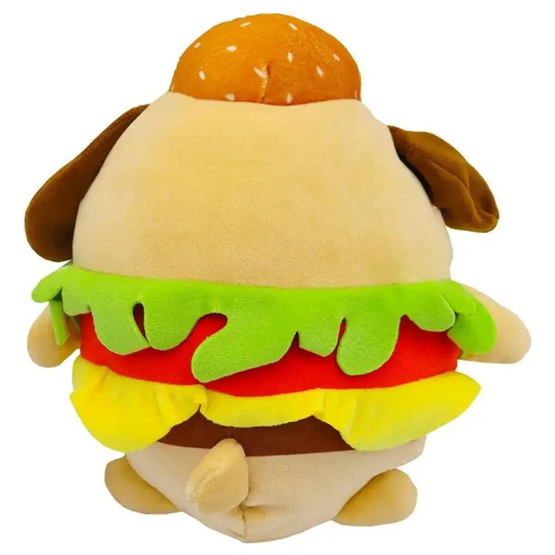 Stuffed Hamburger Dog Toy Cute Hamburger Puppy Plushie Toys Dog Burger Plush Stuffed Animal Cuddle Snuggle 7.87 Inches Funny For