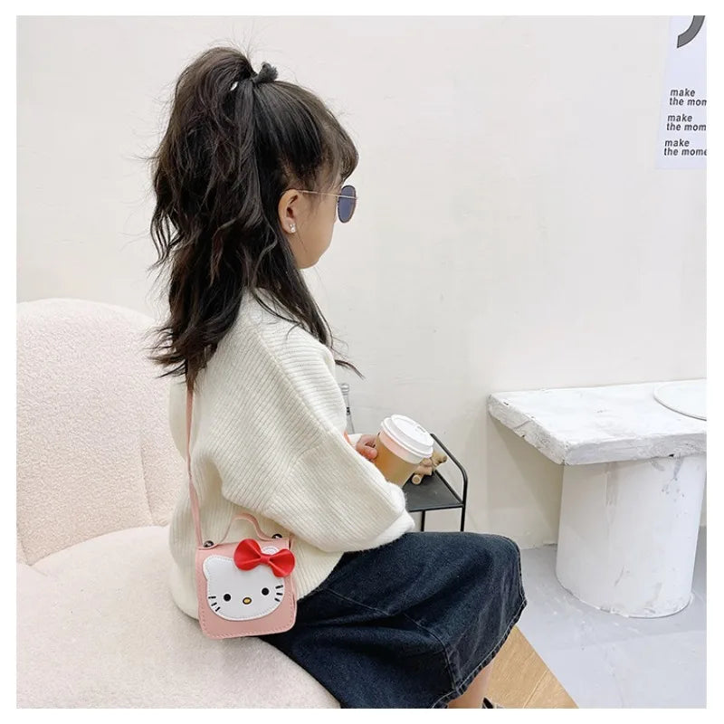 Sanrio Hello Kitty Kawaii Cute PU Shoulder Bag New Fashion Trendy Women's Crossbody Bag with Bow Perfect Gift for Girlfriend