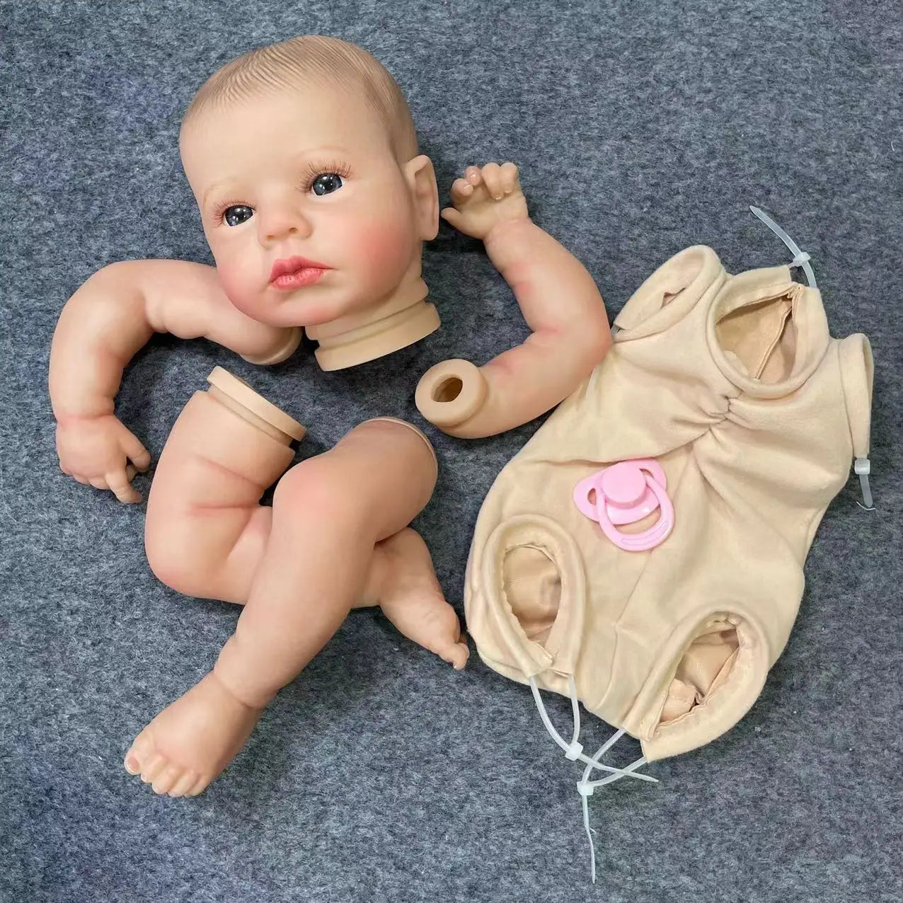 20Inch Already Painted Reborn Baby Kit LouLou Awake With Hair and Eyelashes 3D Painted Skin Unassembled DIY Handmade Doll Parts