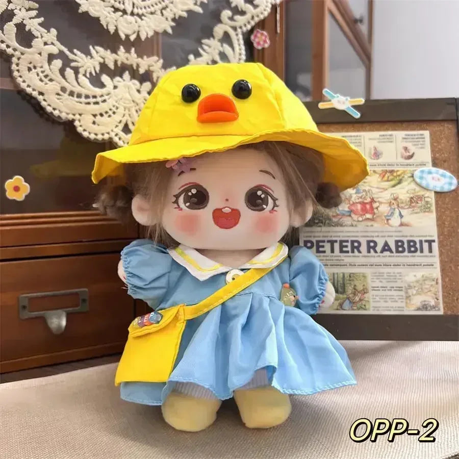 20cm cotton doll plush doll clothes for baby three V3 outfit for upset duck clothes casual overalls pants set cute skirt no doll