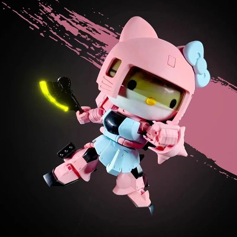 Mengshan Zaku 2 Figure Hello Kitty KT Series Collection Assembly Model Action Figures Robot Figurine Cute Plastic Toy Girl Gifts