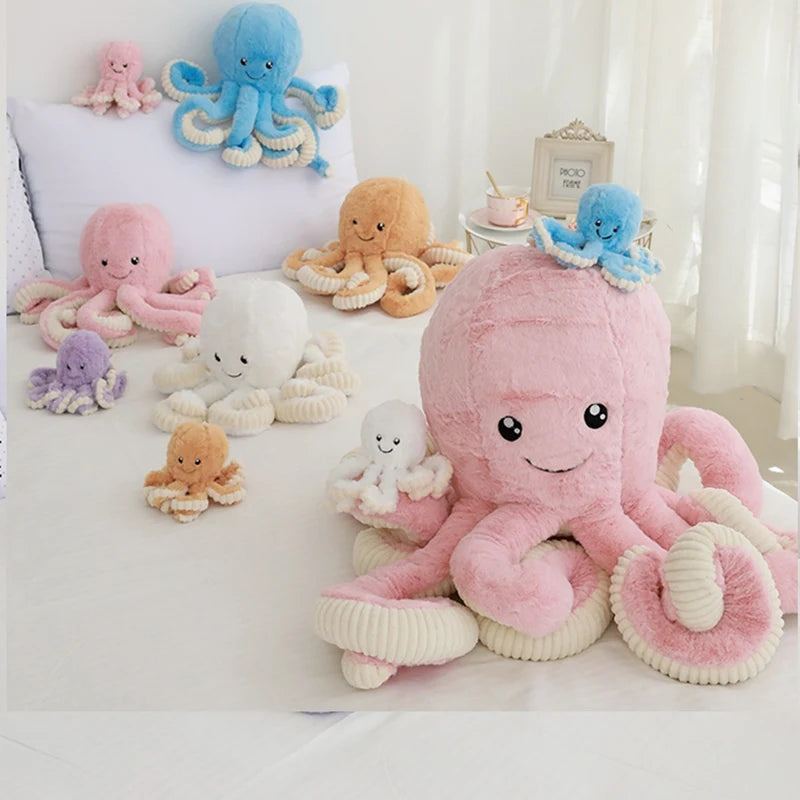 18-80CM Colorful Octopus Plush Toys Soft Stuffed Cartoon Animals Doll Cute Backpack Pendant Pillow Kids Christmas Birthday Gifts