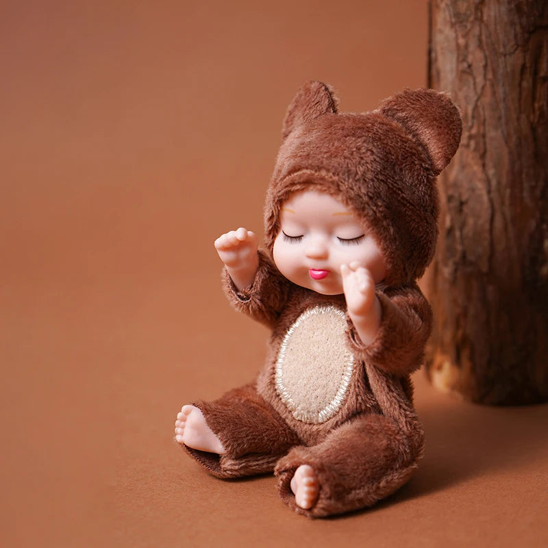 2pcs 13cm Sleep Baby Doll New Fashion Simulation Rebirth Dolls Mini Cute Doll Cartoon Animal Kids Toy for Children Birthday Gift