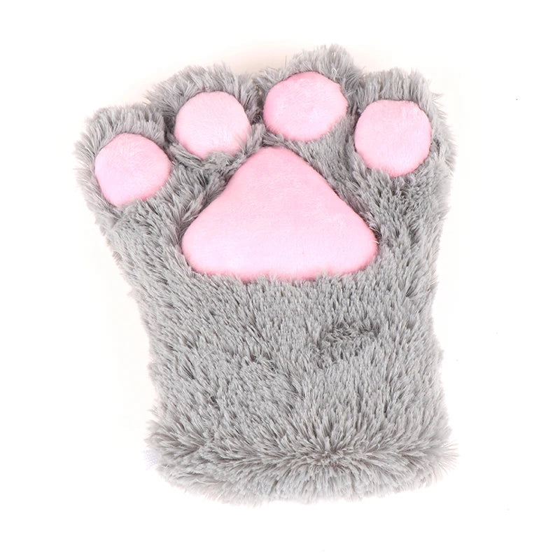 Cute Bear Cat Paw Gloves Fluffy Plush Cartoon Animal Anime Lolita Cosplay Mitten