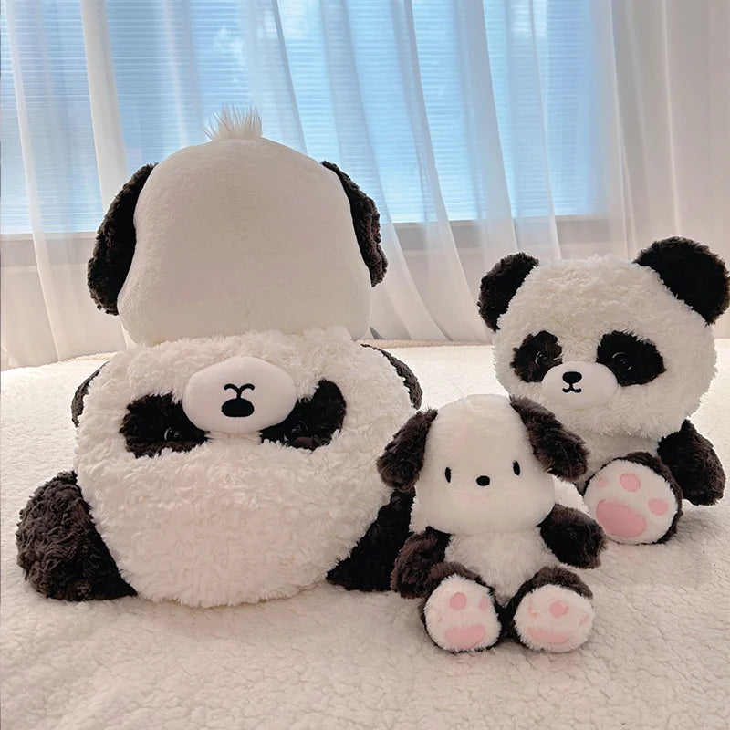 Lovely Black and White Pochacco Turn Into Panda Plush Toy Cute Stuffed Anime Cuddly Cartoon Doll Birthday Gifts Girl Child