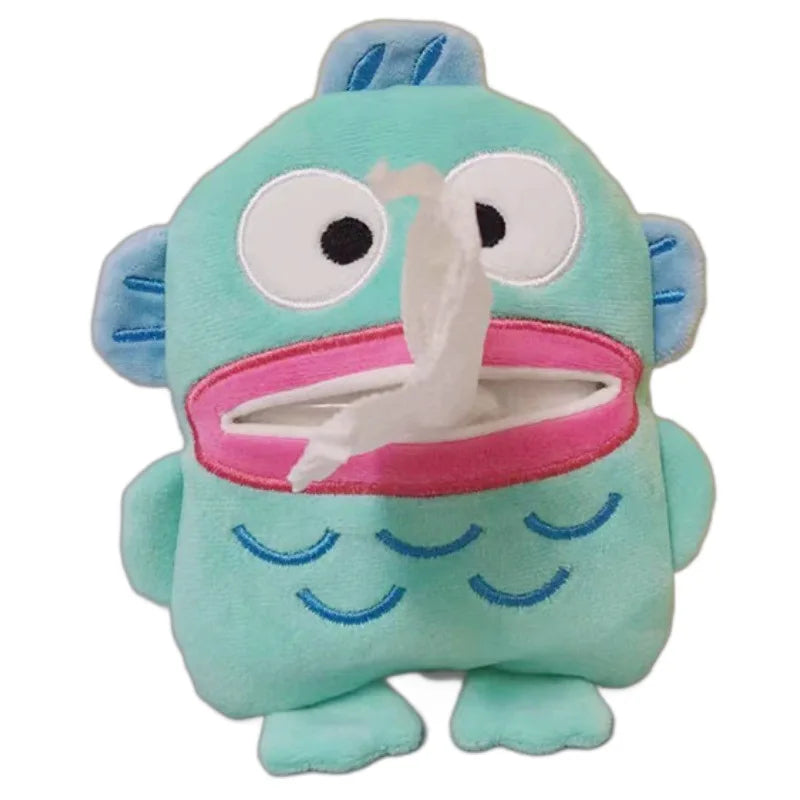 Hangyodon Sanrio Plush Kawaii Cartoon Cute Portable Tissue Holder Pendant Anime Plush Toys for Girls Kids Toys Birthday Gift