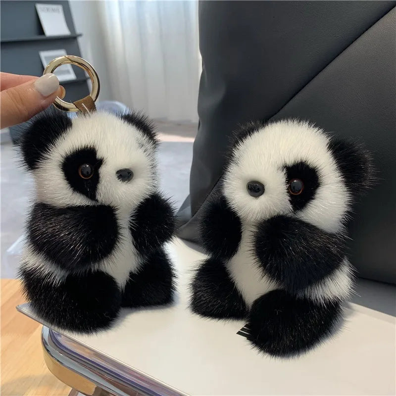 Cute Chinese Giant Panda Creative Car Plush Doll Keychain Children's School Bag Pendant Anime Peripheral Couple Holiday Gift