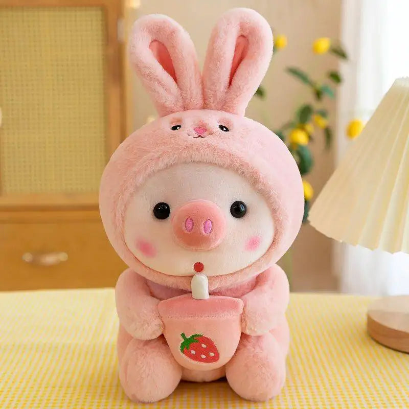 Bubble Pig Plush Toy Stuffed Animal Bunny Frog Unicorn Tiger Pillow Cup Milk Tea Boba Plushies Doll Birthday Gift Cuddly Baby